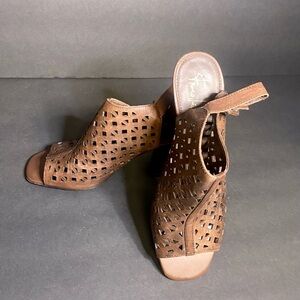 Franco Sarto Brown Cutout Mules
